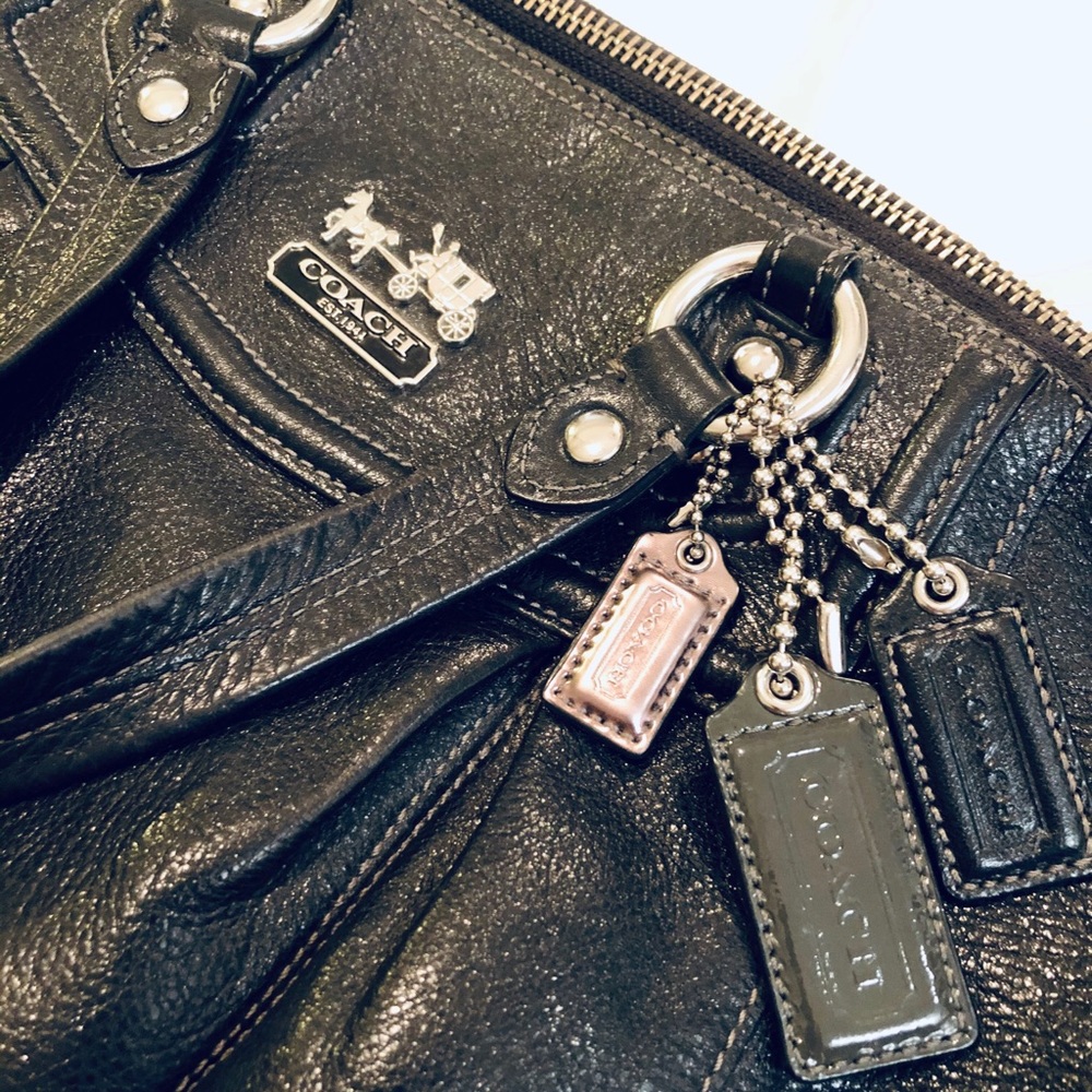 Black leather coach purse - Picture 3 of 8